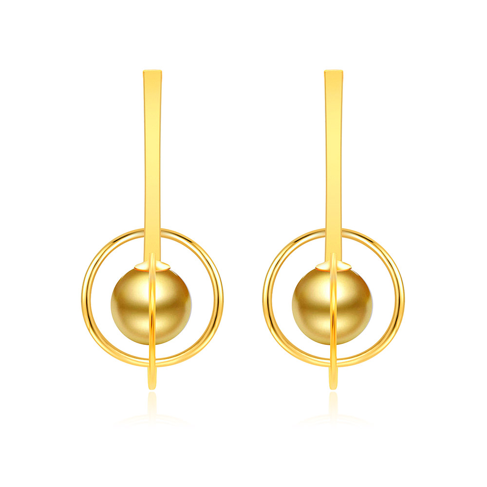 Gold Drops Of Pearl Earrings
